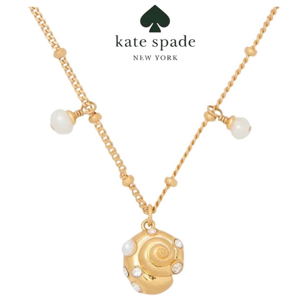 Kate Spade Stone & Freshwater Sea Shell Gold Necklace